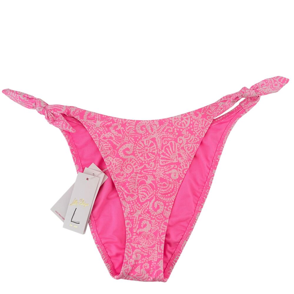 Lilly Pulitzer Roga Bikini Bottoms Womens Sz 12 Tidepool Treasures Pink Ties